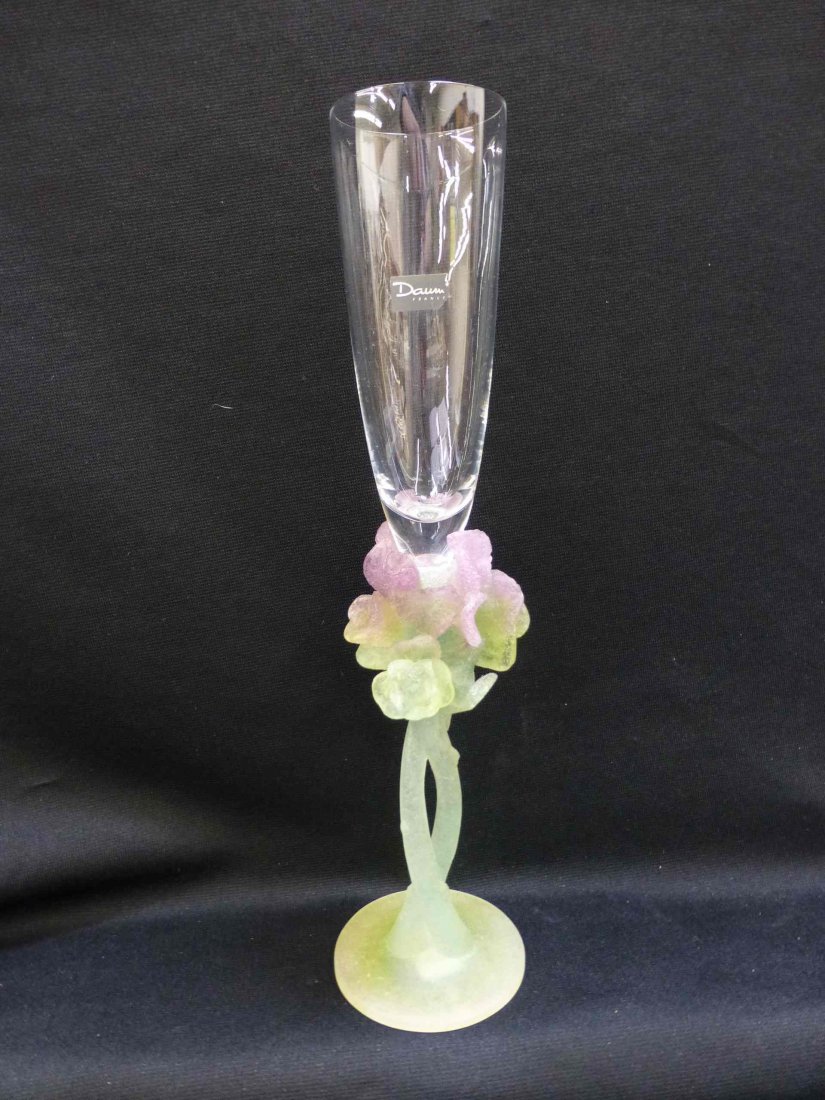 Daum France Champagne Flute Floral Stem: Still with the foil label, 11 3/4" tall