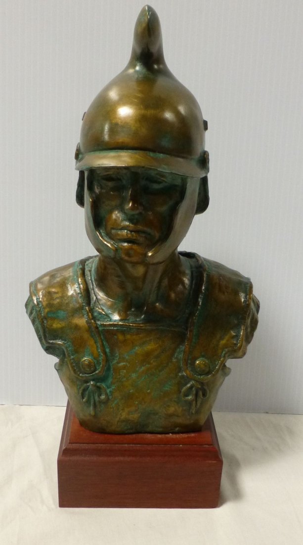 Signed & Numbered 3/30 Roman Gladiator Bust: Artist appears to be Paul D Spaulding, from Meridian Corporation 1982, 3/30, 13" tall, 6 1/2" shoulder to shoulder.