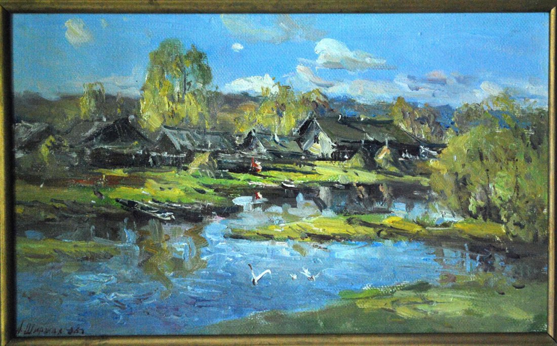 Andrei Shirokov (Russian, b. 1960) Oil On Canvas Spring: circa 2006, canvas is 11 Â¾â€ x 19 Â½â€ (30 cm x 49.5 cm), Signed and dated lower left corner and described on verso by the artist