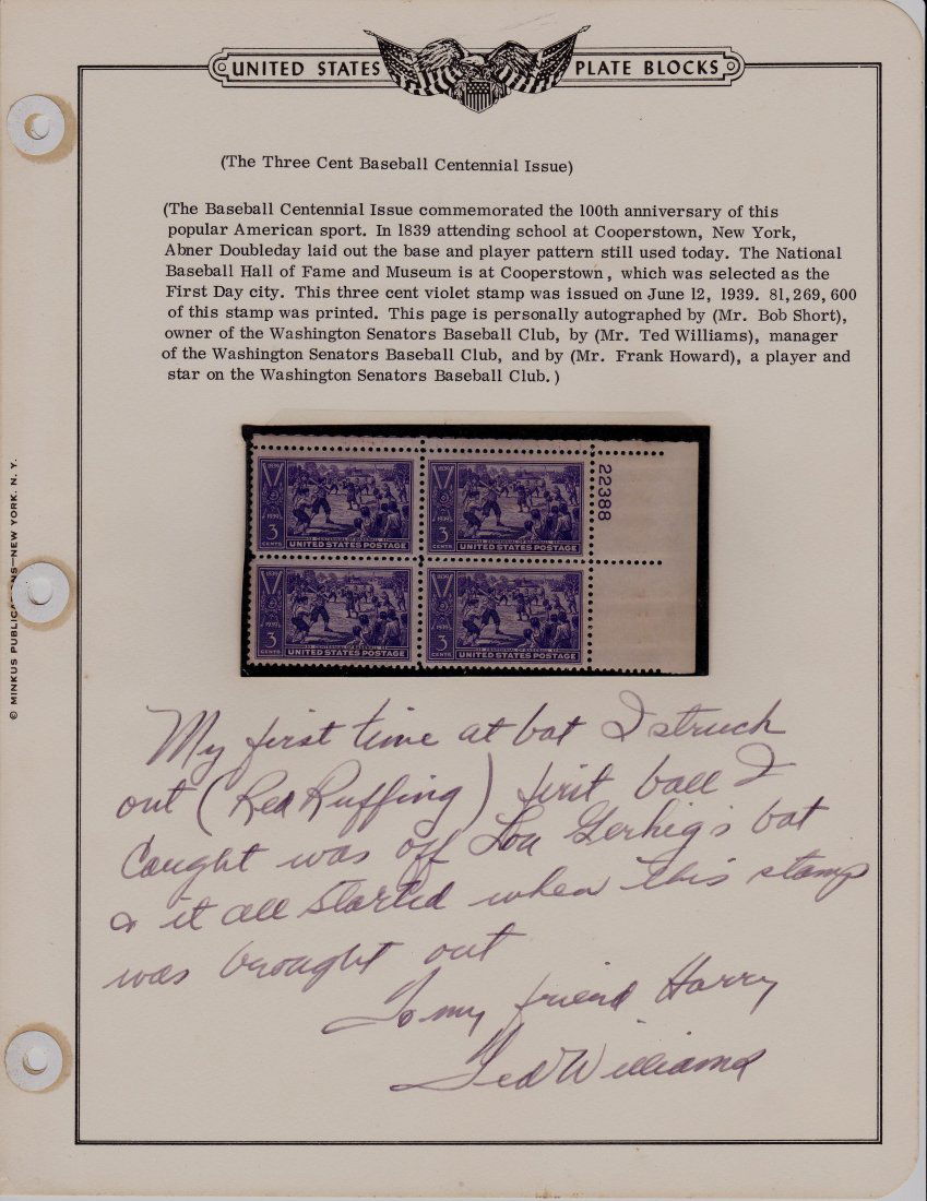 Rare Ted Williams Hand-Written Note on Baseball (1 of 1)