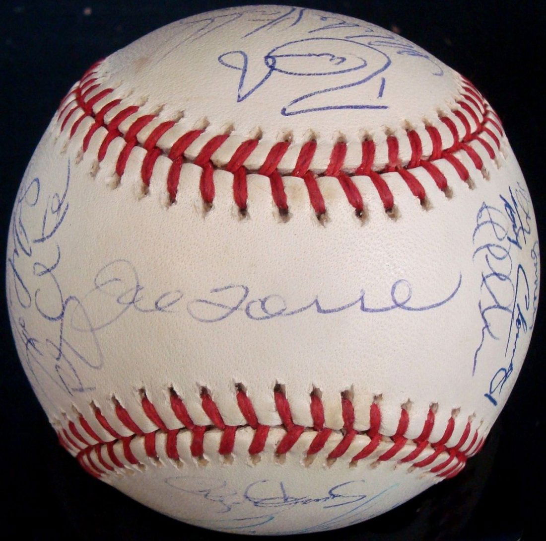 2000 New York Yankees Team Signed Baseball, JSA: 2000 New York Yankees Team Signed Baseball; Official 2000 World Series Bud Selig Baseball signed by (29) members of the championship team; signed in blue ballpoint pen and includes keys Joe Torre (on