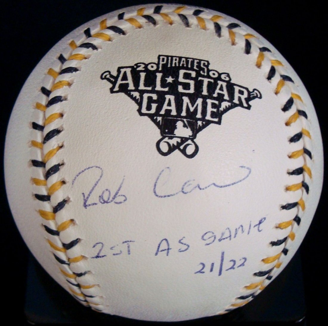 Robinson Cano Single Signed 2006 All-Star Game Baseball: Robinson Cano Single Signed 2006 All-Star Game Baseball; Official 2006 All-Star Game Bud Selig baseball signed on the heel by Cano in blue ballpoint; inscribed with "1st AS Game" and ball is limited e
