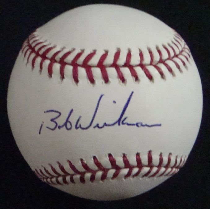 Bob Wickman Single Signed Baseball: Bob Wickman Single Signed Baseball; Official Major League Baseball Bud Selig ball signed by Wickman on the sweet spot in blue ballpoint pen; ball and signature are a 10; ball is bright and clean and s