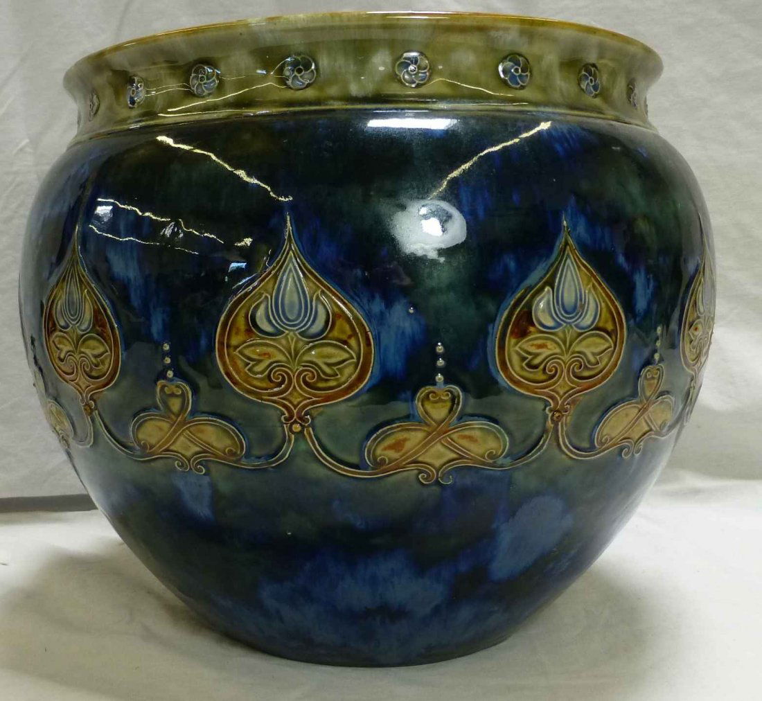 Doulton Lambeth Art Nouveau Jardiniere c. 1905 signed (1 of 5)