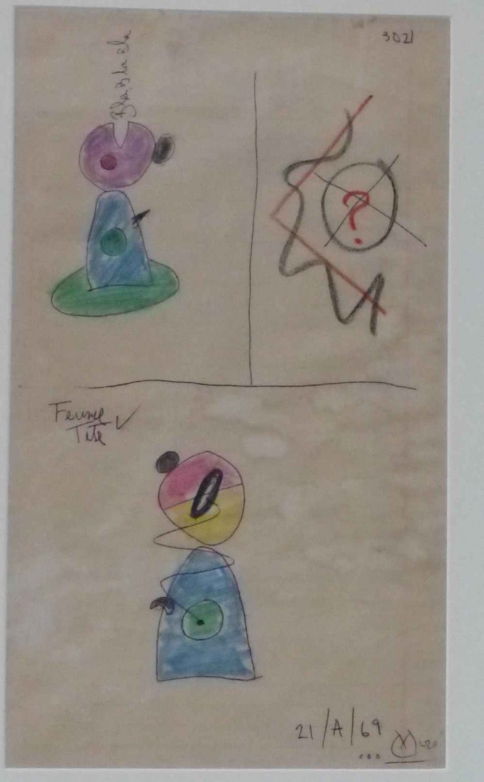 Joan Miro Ink & Crayon Original 1969 (1 of 4)