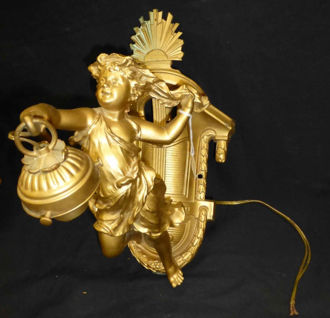 Cherub Motif Large Gold Gilt Wall Sconce (1 of 5)