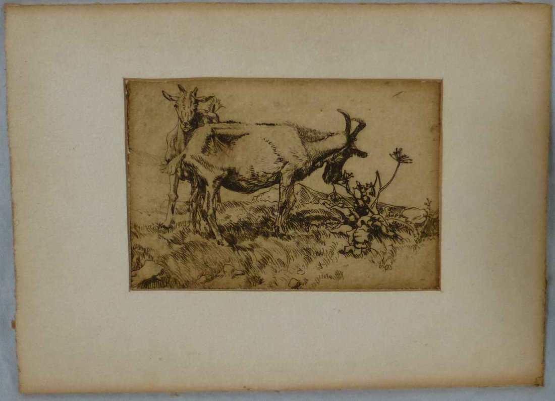 Henry G. Keller etching 2 Cows (1 of 2)