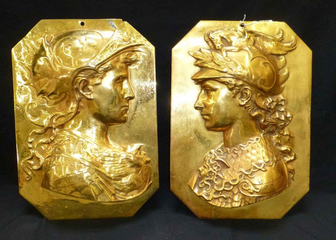 20" Embossed 3D Roman Figural Metal Plaques (1 of 3)