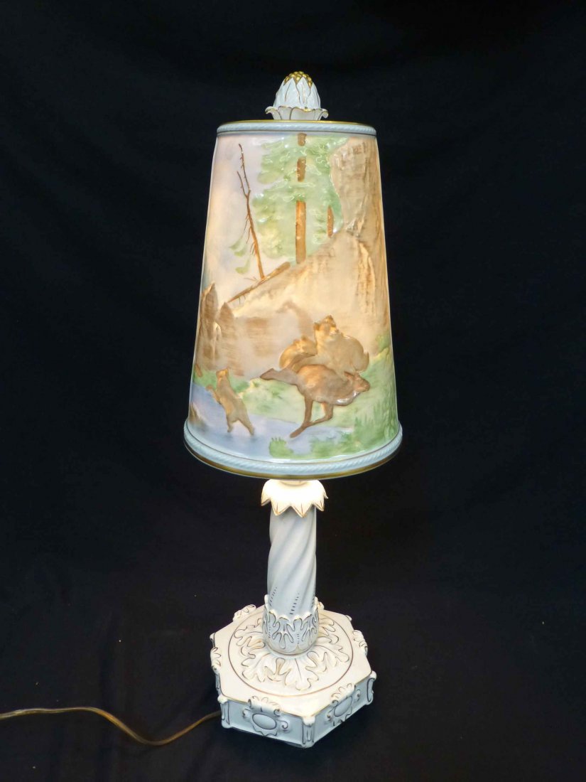 Von Schierholz Dresden Lithopane Hunt Scene Lamp (1 of 6)