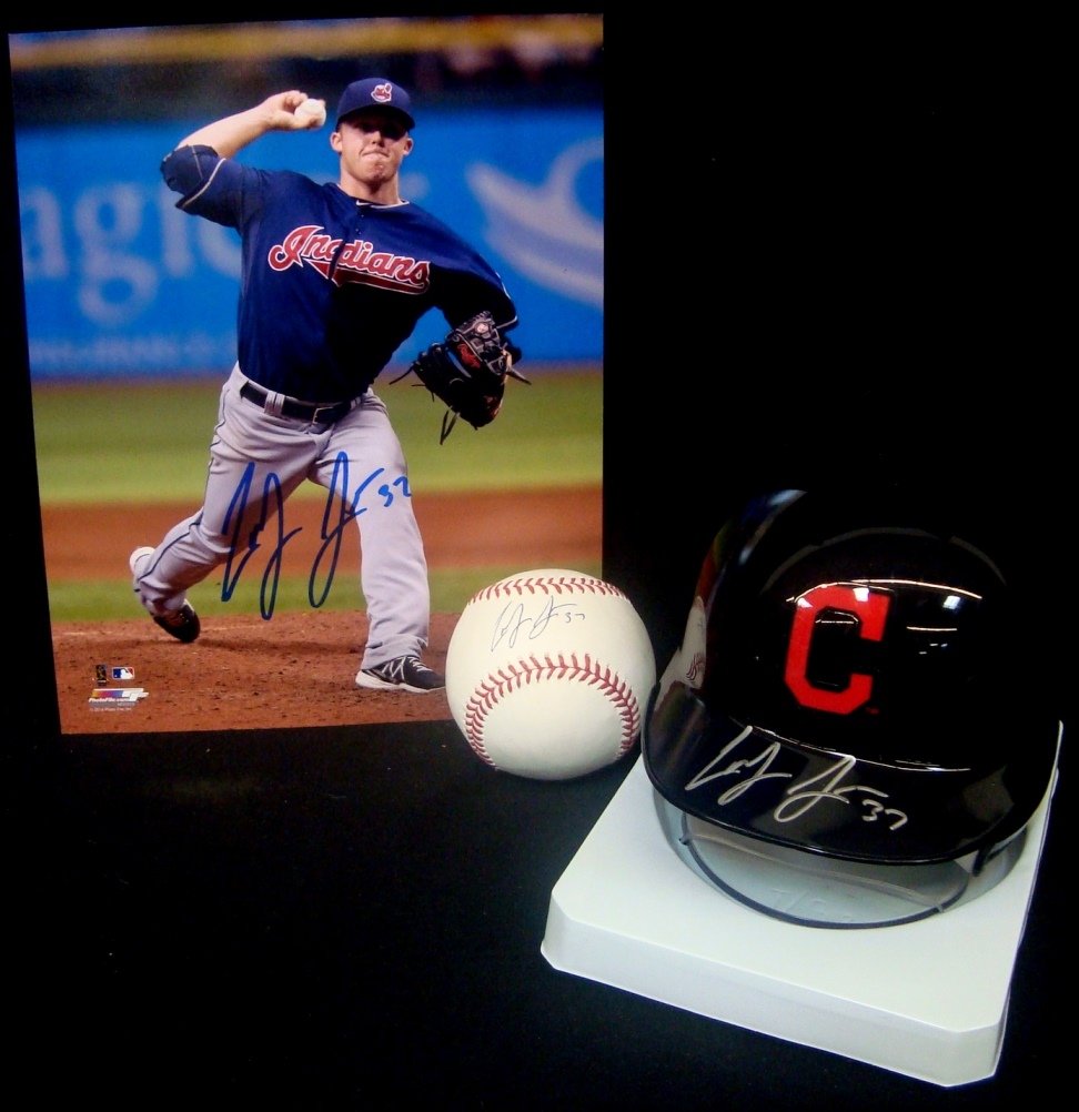 Cody Allen Autographed Baseball, Mini Helmet and 8x10 (1 of 4)