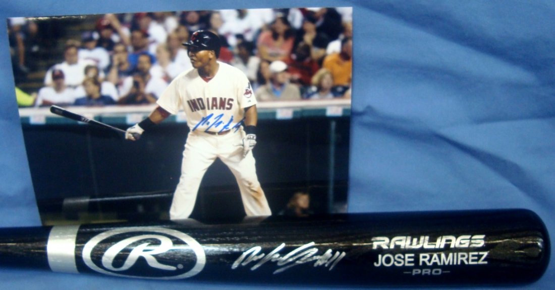 Cleveland Indians Jose Ramirez Autographed Bat and 8x10 (1 of 3)
