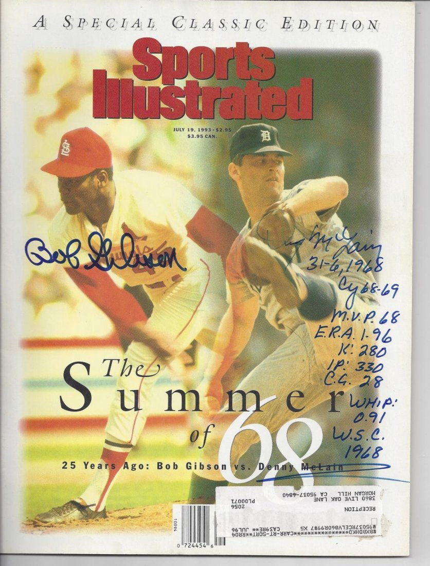 Bob Gibson Denny McLain Signed 1993 Sports Illustrated (1 of 1)