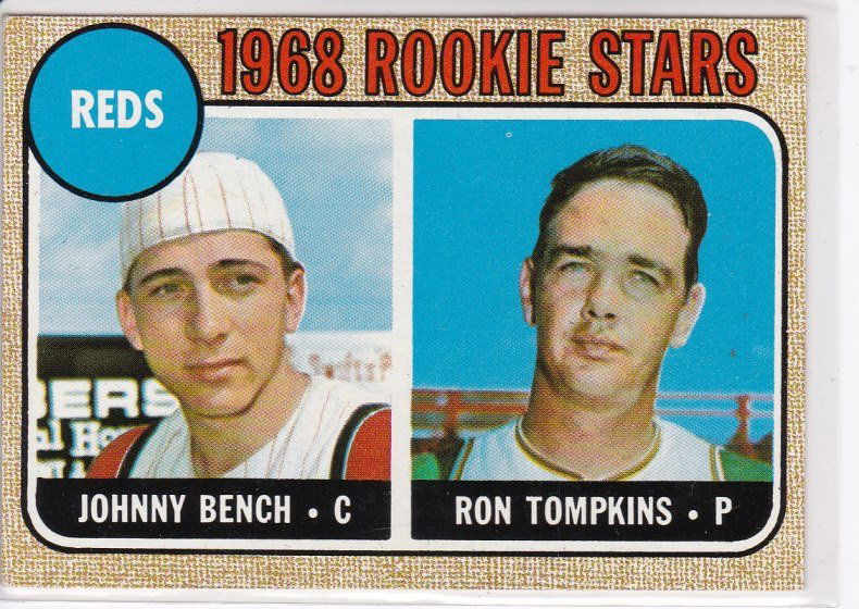 1968 Topps #247 Reds Rookie Card, Bench - Tompkins (1 of 2)