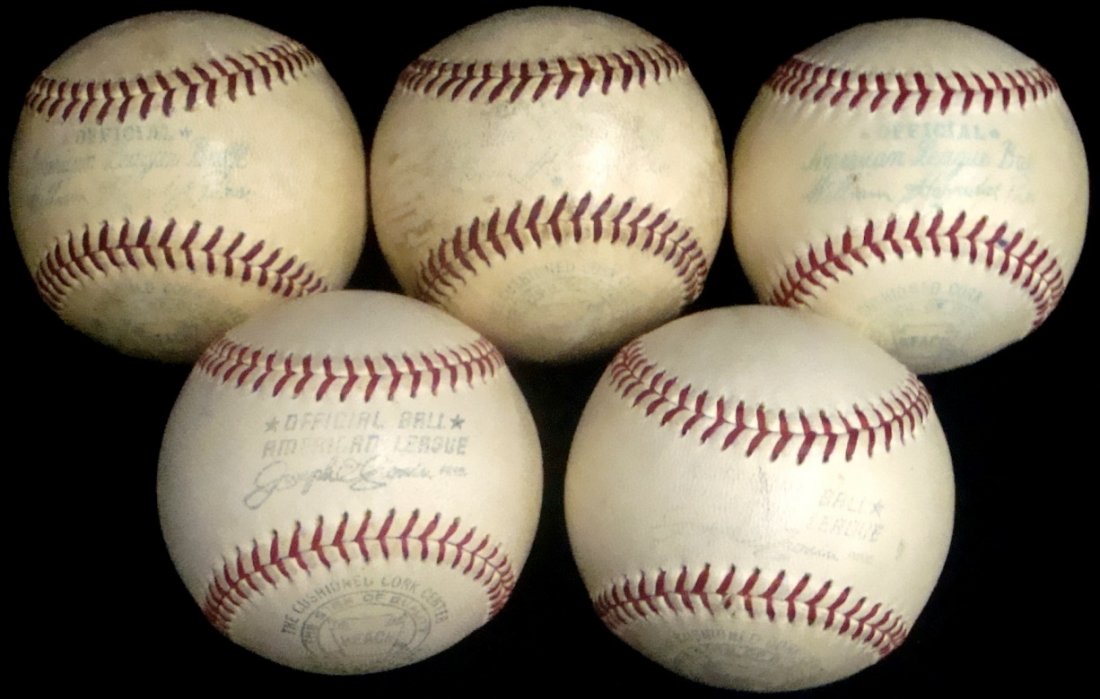 Lot of (5) Vintage Baseballs Incl (3) William Harridge, (1 of 10)