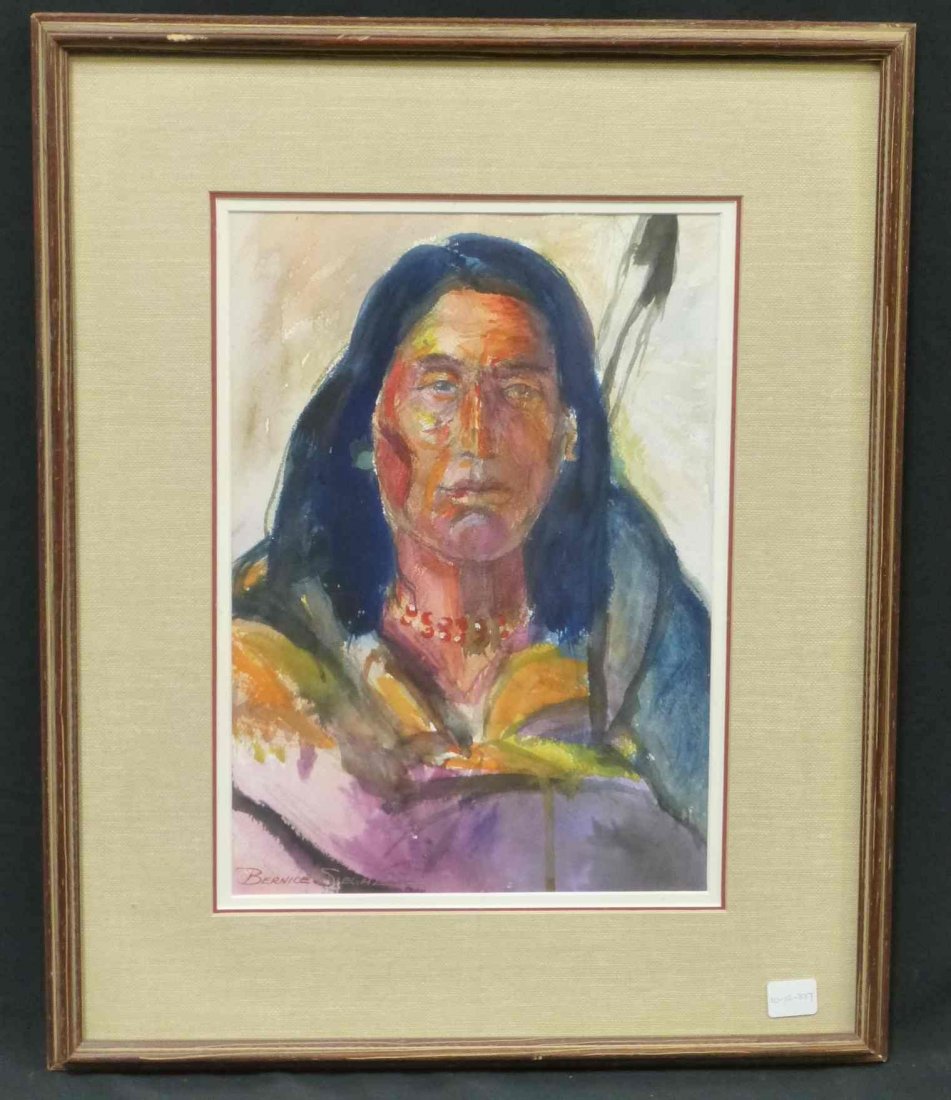 Bernice Siegal American Indian Portrait Water Color (1 of 1)