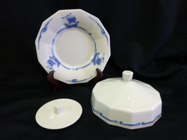1920's Rookwood Pottery Blue Ships Assortment (1 of 2)