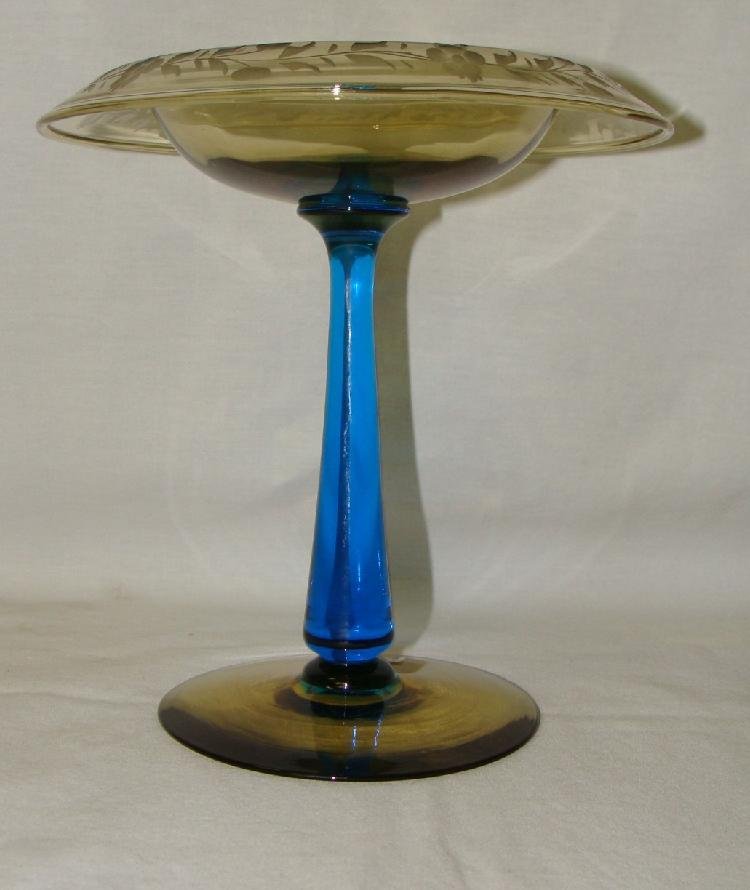 Steuben Celeste Blue Topaz Compote Art Glass (1 of 4)