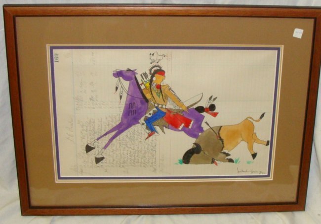 Mixed Media on Ledger Paper by Michael Horse (1 of 1)