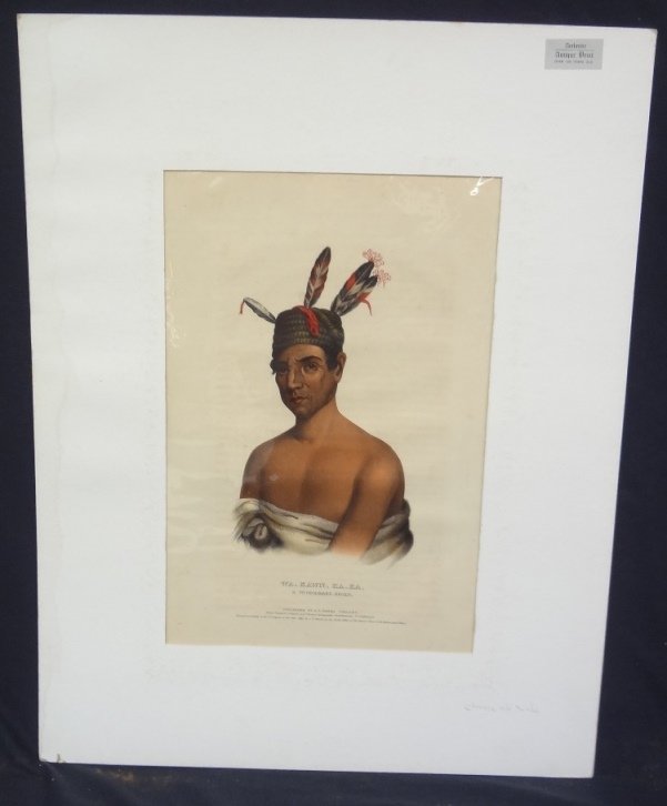 McKenney and Hall Tribes of America Folio Stone: McKenney and Hall Tribes of America Folio Stone Lithograph "Wa-Kawn-Ha-Ka" 1841: A beautiful Stone Lothograph from The History of the Indian Tribes of North America" This is from 1841 "Wa-Kawn-Ha-Ka" 
