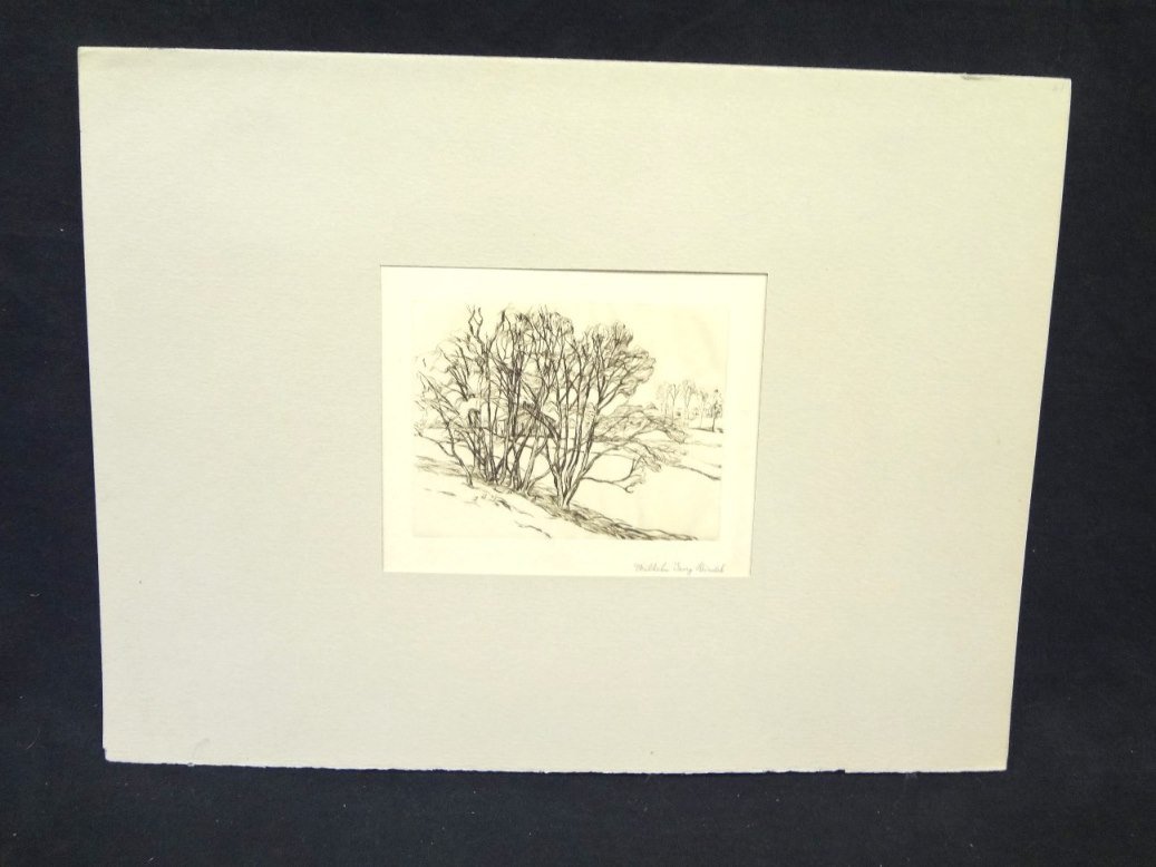 Wilhelm Georg Reindel Etching "Willows" 8x8 image (1 of 5)