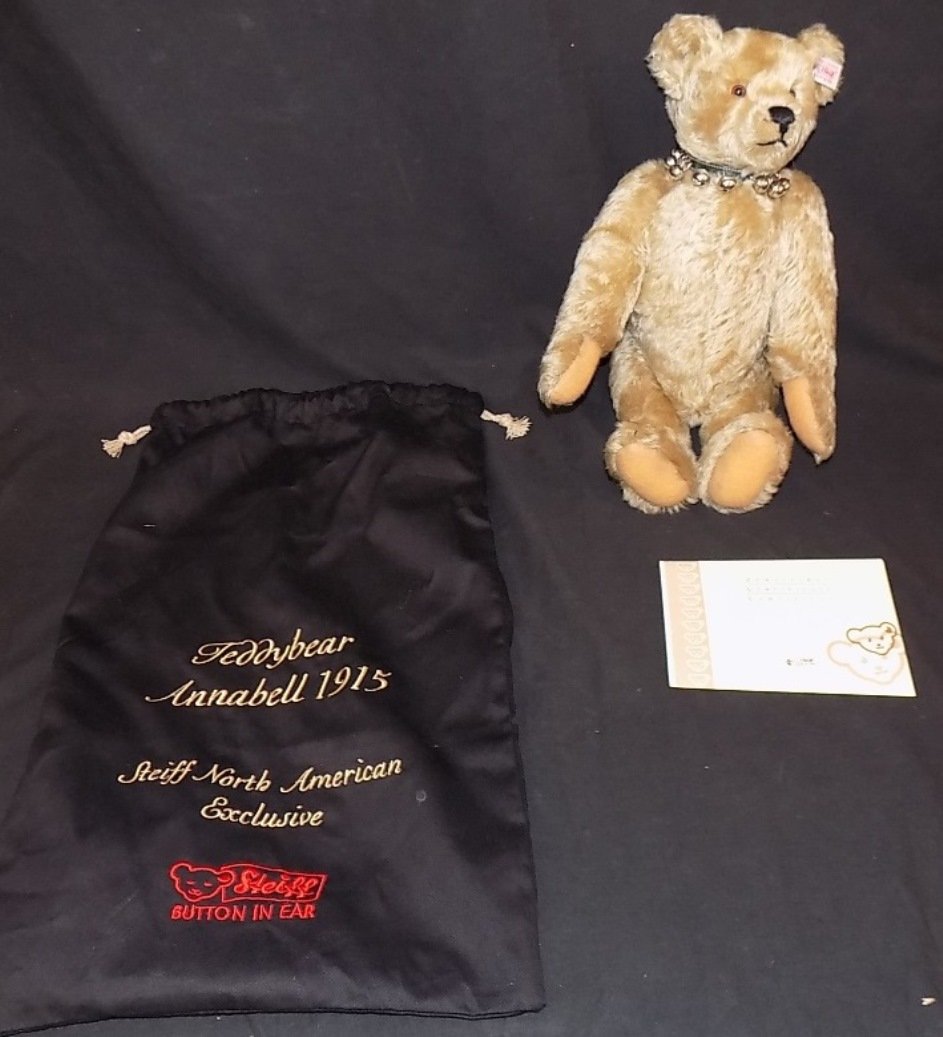 Steiff North American Exclusive Teddy Bear 1915 REPLICA: Steiff North American Exclusive Teddy Bear 1915 REPLICA Annabell w/Original Bag