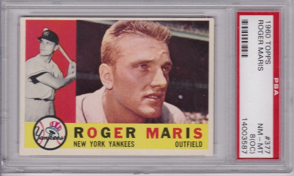1960 Topps #377 Roger Maris Card, PSA NM-MT 8 (1 of 2)
