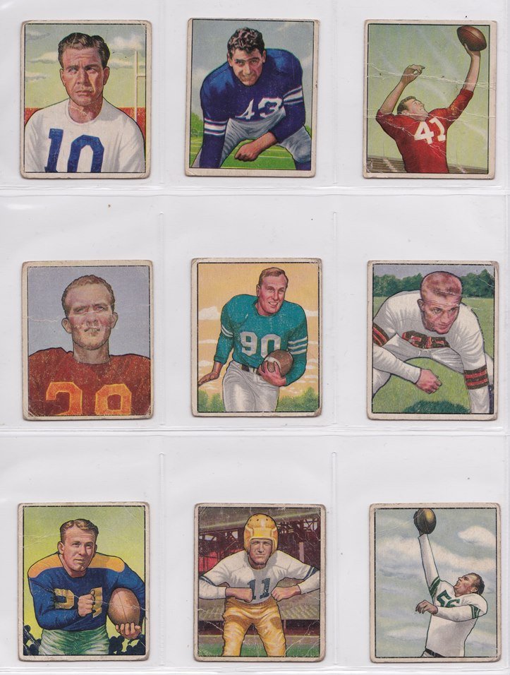 1950-51 Bowman Football Card Lot, (65+) w Stars (1 of 9)