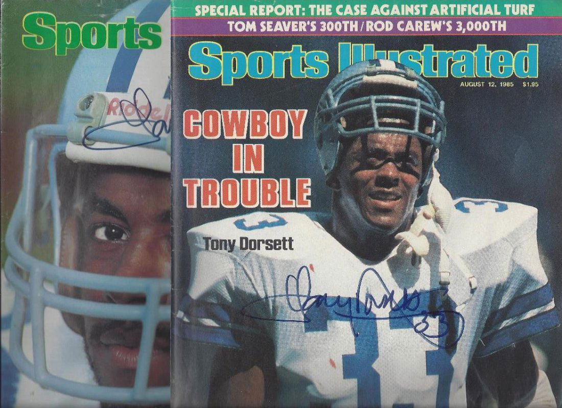 Pair of Tony Dorsett Autographed 1980's Sports (1 of 3)