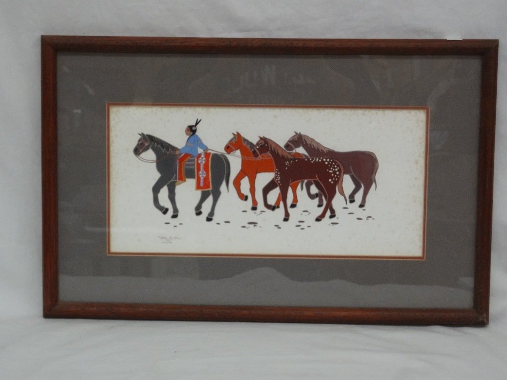 Cherokee Artist Virginia Stroud Gouache Painting