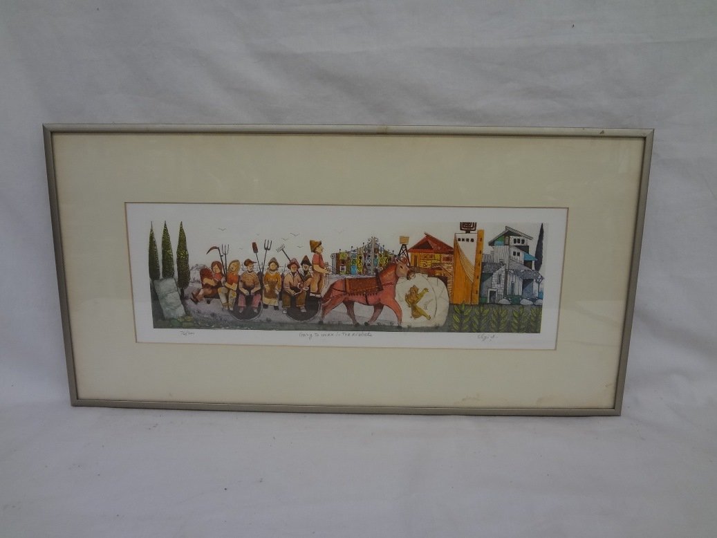 Israeli Artist A. Elgi "Going to Work in The Kibbutz" (1 of 5)