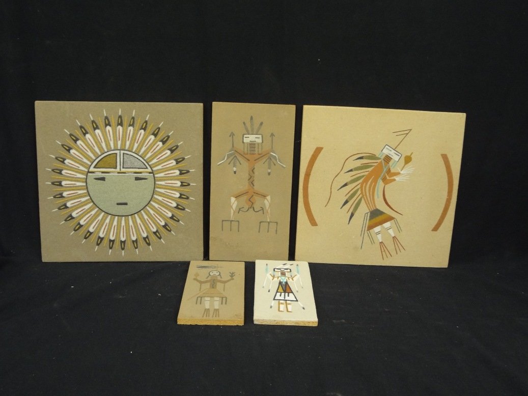 (5) Navajo Sand Paintings on Tile (1 of 9)