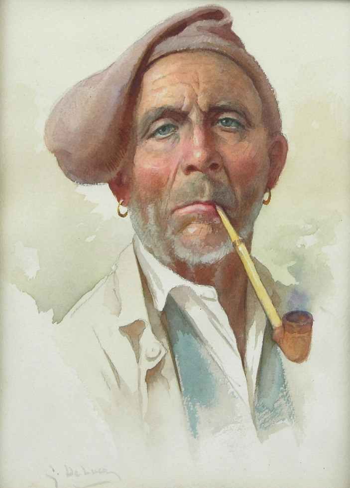 G. de Luca Watercolor Portrait of Man, Ca. 1900 (1 of 6)