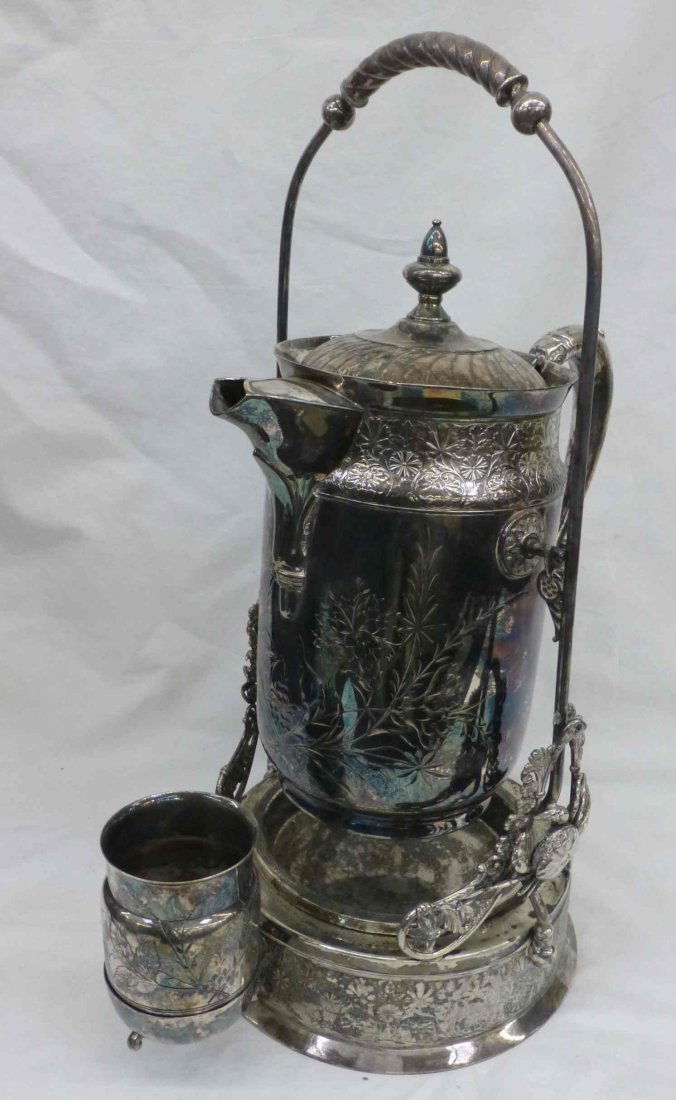 1880 Aesthetic Derby Silver Tilt Water Pitcher & Stand (1 of 5)