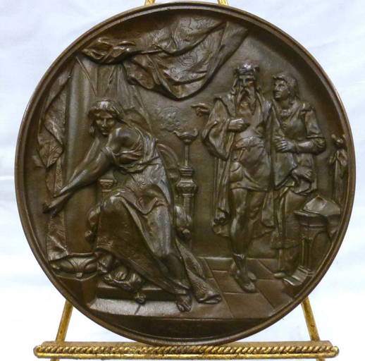 Victorian Bronze Round Wall Plaque
