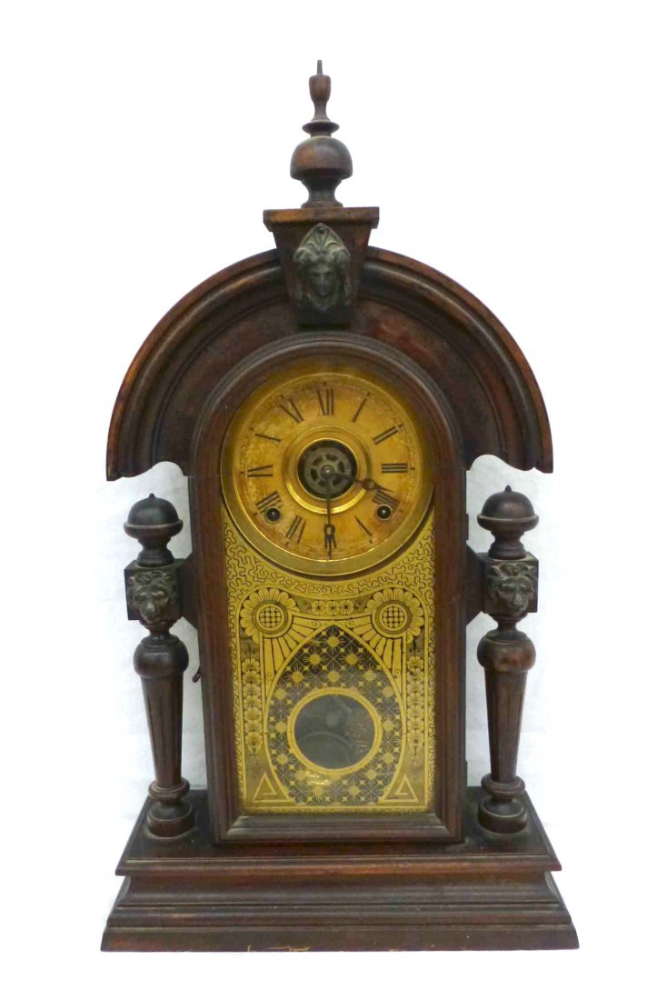 Mantle Kitchen Gingerbread Wood Clock 19th c (1 of 5)