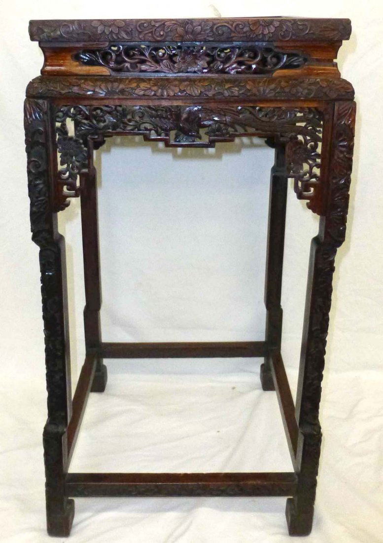 Oriental Rosewood Carved High Table Stand (1 of 4)