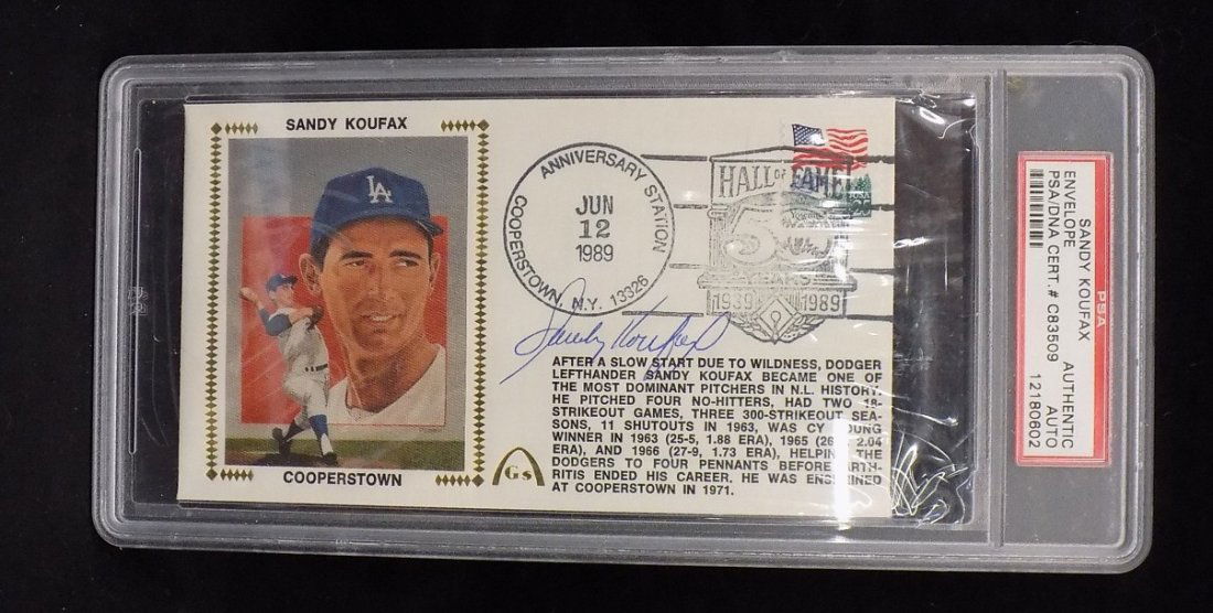 SANDY KOUFAX SIGNED 1st Day Cover Los Angeles Dodgers (1 of 3)