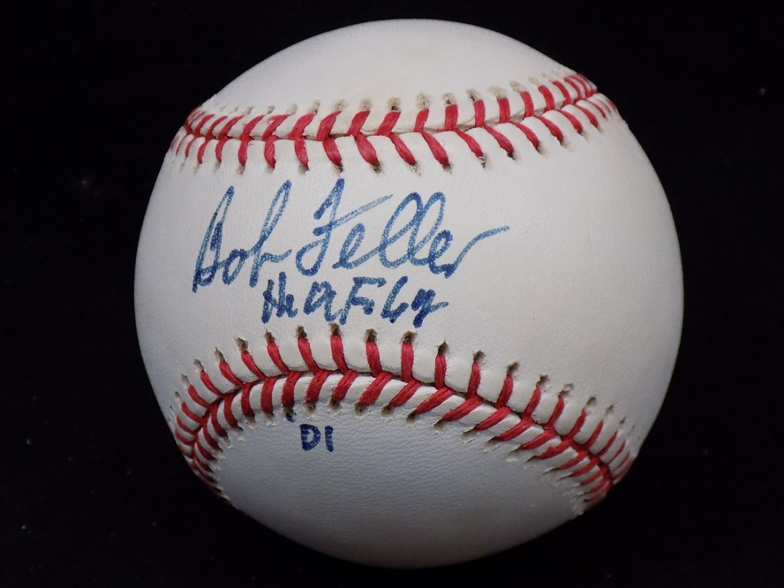 Bob Feller HOF 62 Autographed Official ML Selig: Bob Feller HOF 62 Autographed Official ML Selig Baseball SGC Cert AU65356
