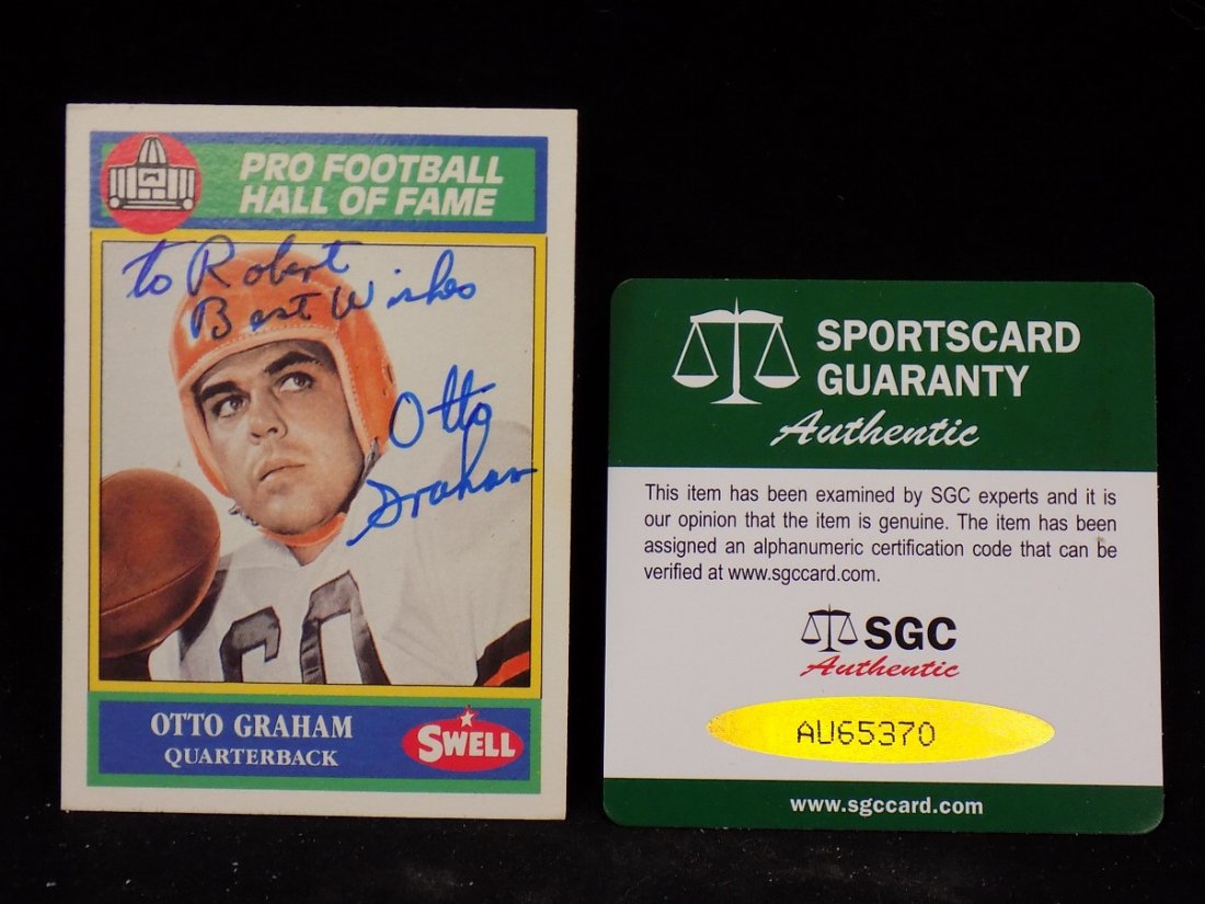 Otto Graham Autographed 1990 HOF Swell Card SGC Cert (1 of 2)