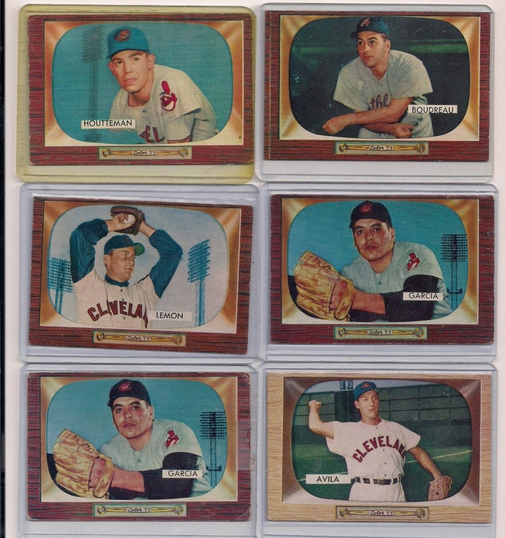 1955 Bowman (6) Cleveland Indians Lou Boudreau, Bob (1 of 3)