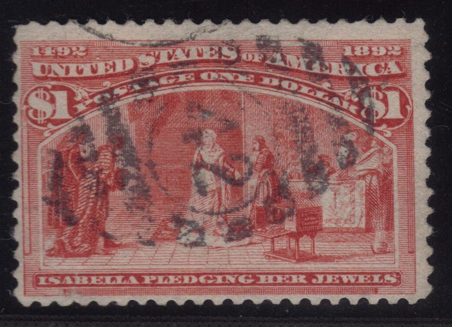 United States Scott 241 Fine Used $1 Columbian SCV.$600 (1 of 1)