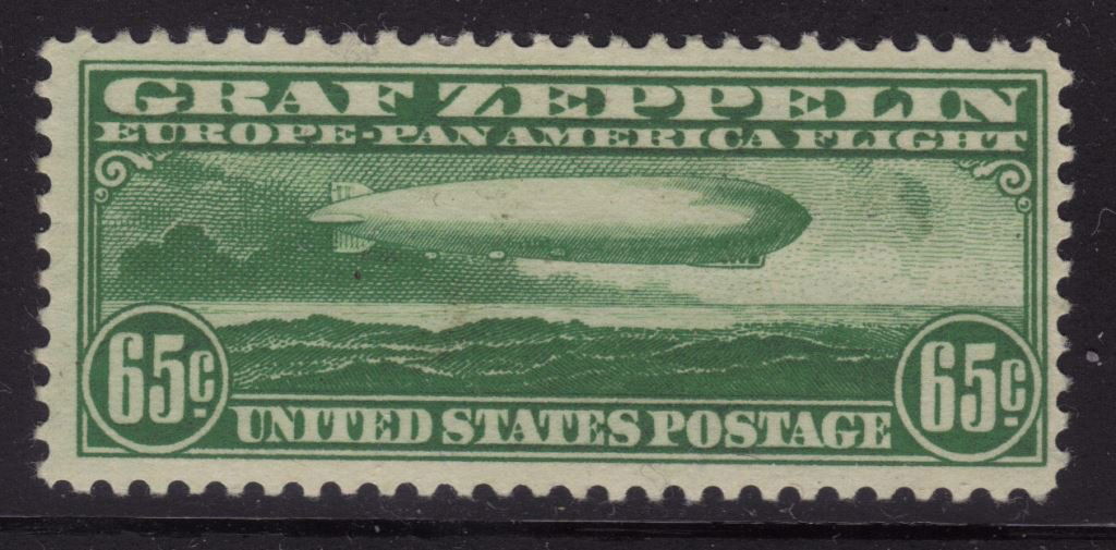 United States Scott C13 F-VF OG H SCV.$180: Graf Zeppelin issue, Scott C13, Unused with F-VF centering, full previously hinge original gum. 2016 SCV.$180