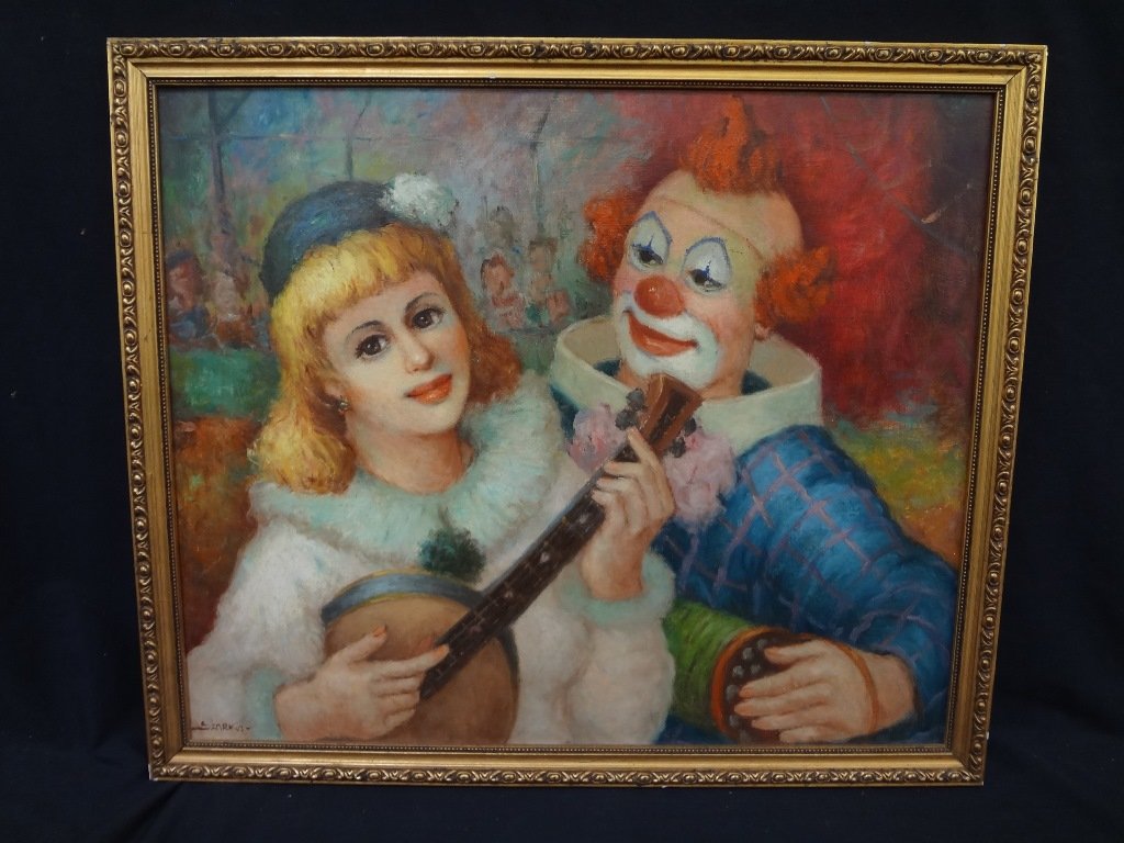 Szarka Original Oil on Board "Clown and Child" (1 of 2)