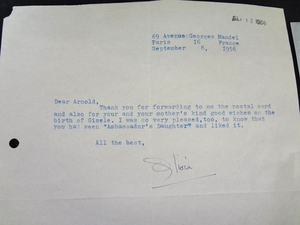 (11) Olivia DeHavilland Original Signatures on Typed (1 of 3)