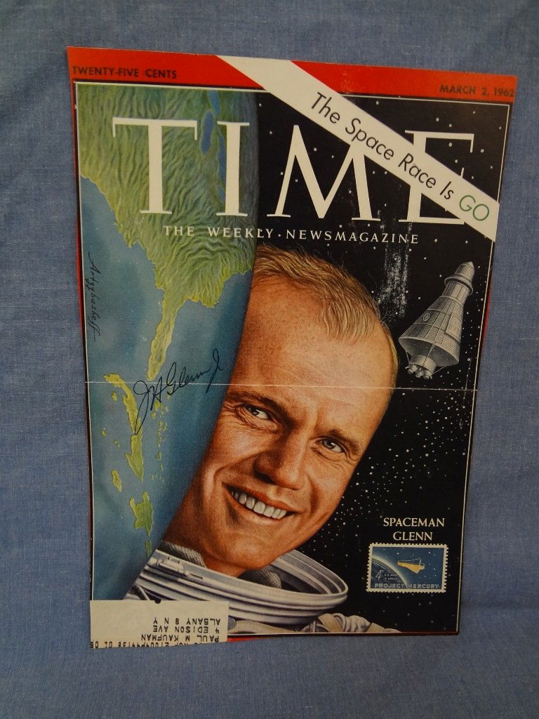 John Glenn Autographed Time Magazine Cover 3-2-1962 LOA (1 of 2)