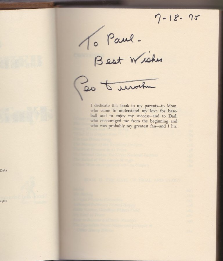 Leo Durocher Signed "Nice Guys Finish Last" Hardcover (1 of 3)