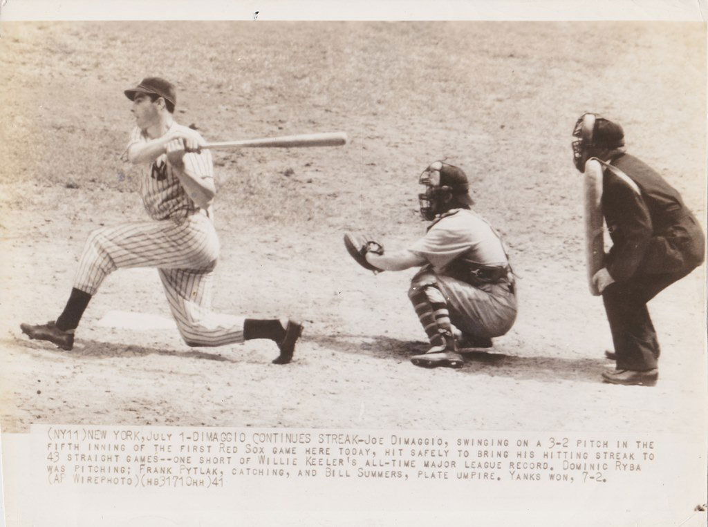 1941 Joe DiMaggio AP Wire Photo "DiMaggio Continues (1 of 1)