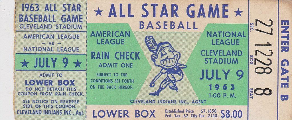 1963 All-Star Game Cleveland Stadium Ticket Stub (1 of 2)