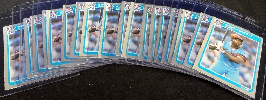 1985 Fleer #286 Kirby Puckett Rookie Card, Lot of (19): 1985 Fleer #286 Kirby Puckett Rookie Card, Lot of (19); overall condition is EX to NM.