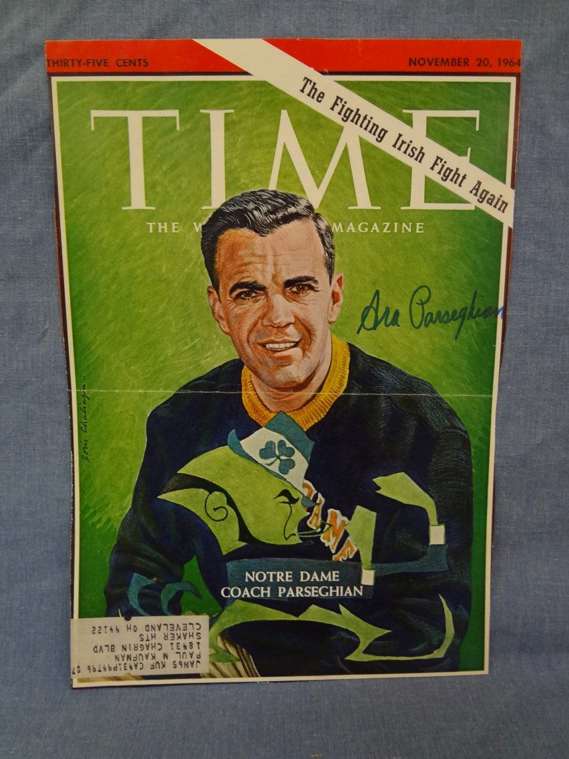 Ara Parseghian Autographed Time Magazine Cover 1964 LOA (1 of 1)